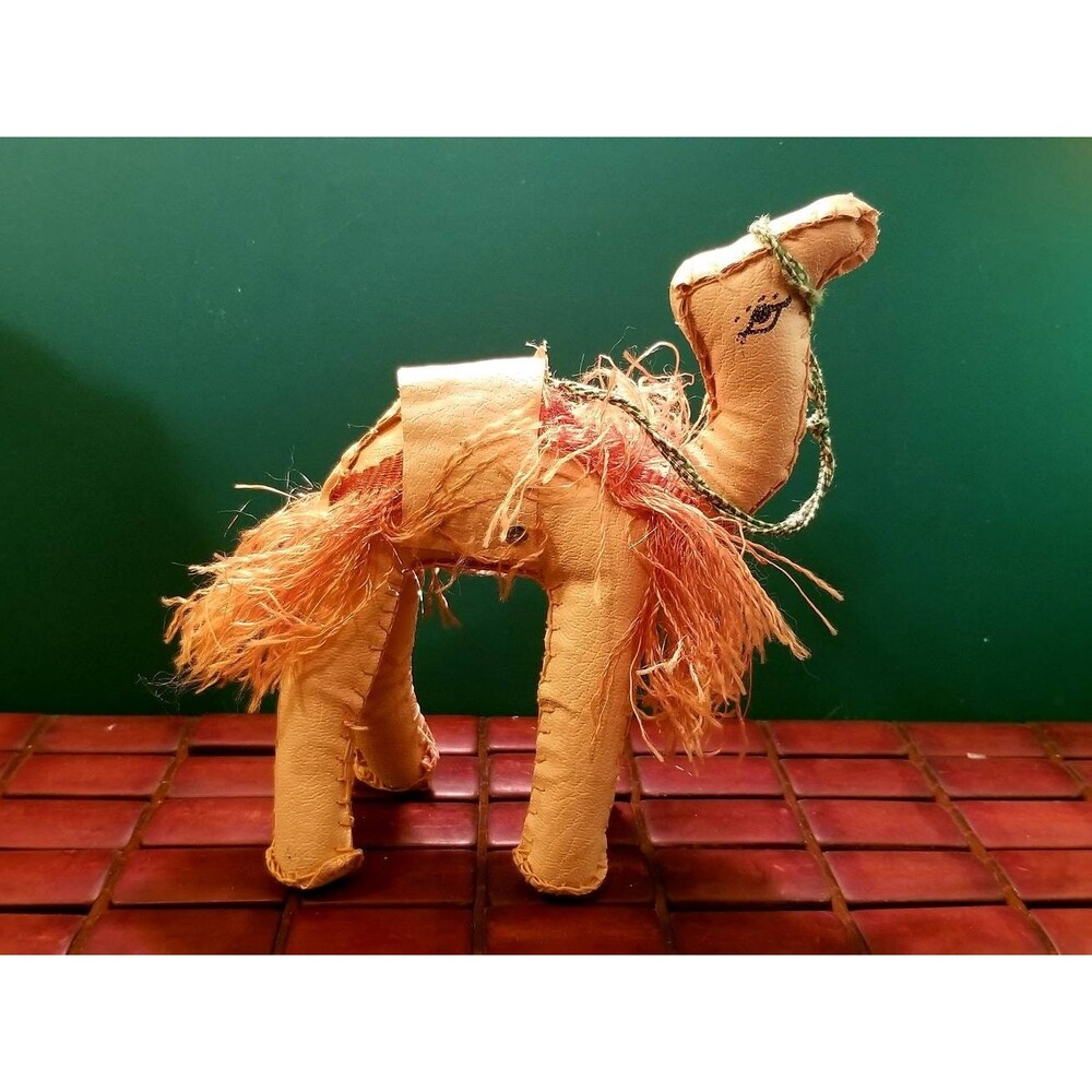 Vintage Retro Hand Made Hand Stitched Leather Camel Nativity